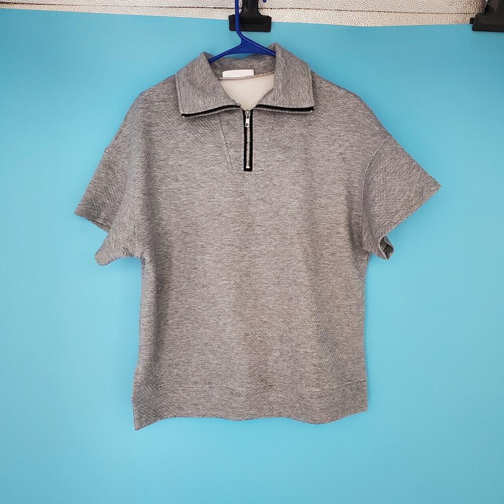 Etosell Top Size Small Short Sleeve Collard 1/4 Zip